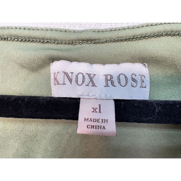 Knox Rose Womens Tunic Top Size XL Olive Green Textured V-Neck 3/4 Sleeve Ruched - Picture 2 of 10